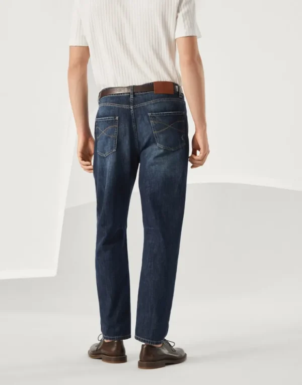 Brunello Cucinelli Five-Pocket-Hose in Leisure Fit aus leichtem Denim mit Rissen | Herren Denim