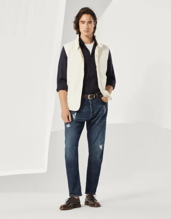 Brunello Cucinelli Five-Pocket-Hose in Leisure Fit aus leichtem Denim mit Rissen | Herren Denim