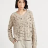 Brunello Cucinelli Foliage Lace-Pullover aus Leinen und Diamantseide | Damen Strickwaren