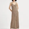 Brunello Cucinelli Foliage Lace-Strickkleid aus Leinen und Diamantseide | Damen Event-dressing