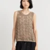 Brunello Cucinelli Foliage Lace-Stricktop aus Leinen und Diamantseide | Damen Strickwaren