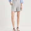 Brunello Cucinelli Formal Bermuda aus gestreiftem Twill in Baumwolle und Leinen mit Monili | Damen Hosen