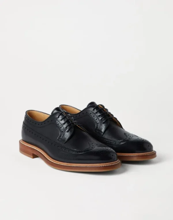 Brunello Cucinelli Full-Brogue-Derby aus Texture-Kalbsleder | Herren Schnürschuhe