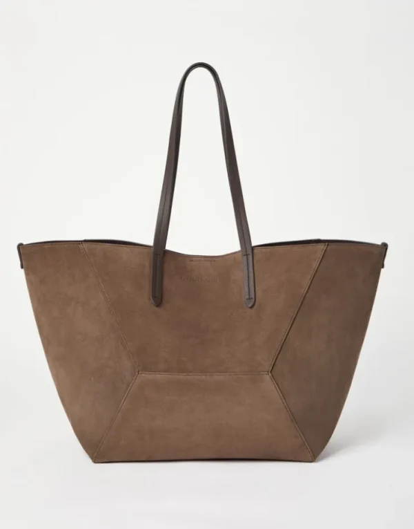 Brunello Cucinelli Große BC Duo-Tasche aus Veloursleder mit Monili | Damen Handtaschen & Shopper