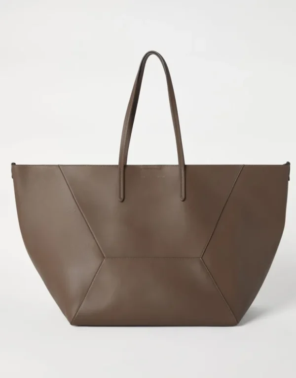 Brunello Cucinelli Große BC Duo-Tasche aus Kalbsleder mit Monili | Damen Handtaschen & Shopper