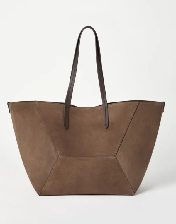 Brunello Cucinelli Große BC Duo-Tasche aus Veloursleder mit Monili | Damen Handtaschen & Shopper