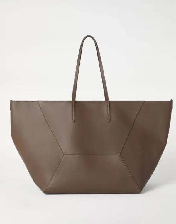 Brunello Cucinelli Große BC Duo-Tasche aus Kalbsleder mit Monili | Damen Handtaschen & Shopper