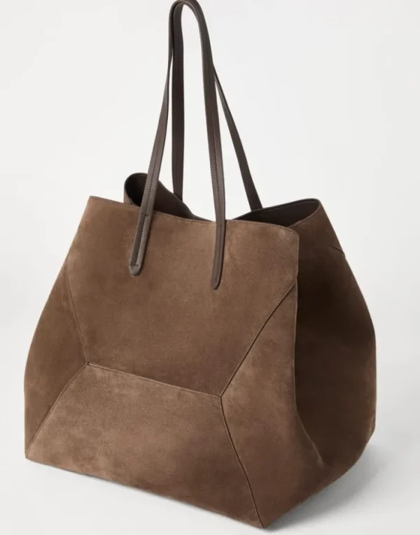 Brunello Cucinelli Große BC Duo-Tasche aus Veloursleder mit Monili | Damen Handtaschen & Shopper