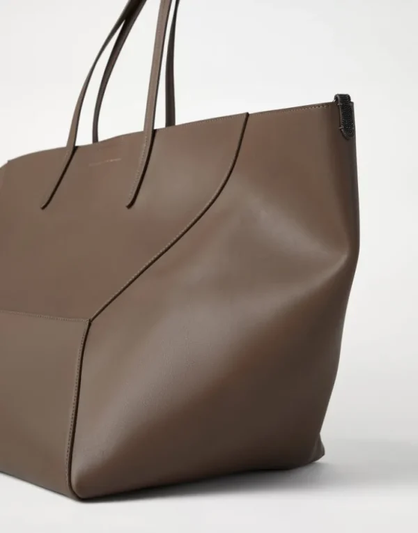 Brunello Cucinelli Große BC Duo-Tasche aus Kalbsleder mit Monili | Damen Handtaschen & Shopper