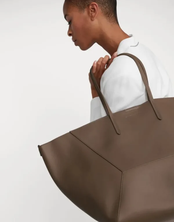 Brunello Cucinelli Große BC Duo-Tasche aus Kalbsleder mit Monili | Damen Handtaschen & Shopper