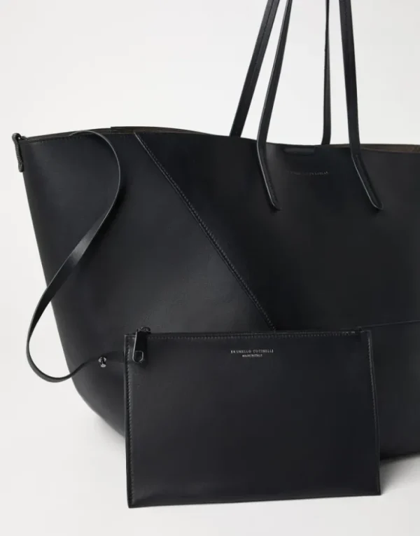 Brunello Cucinelli Große BC Duo-Tasche aus Kalbsleder mit Monili | Damen Handtaschen & Shopper