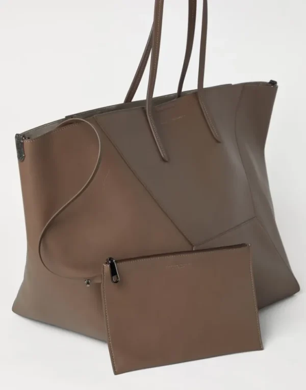 Brunello Cucinelli Große BC Duo-Tasche aus Kalbsleder mit Monili | Damen Handtaschen & Shopper