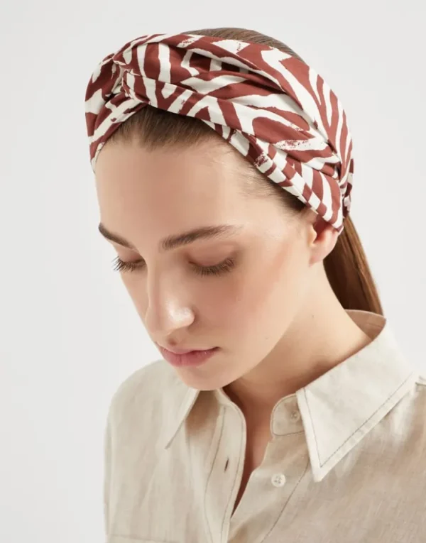 Brunello Cucinelli Haarband aus Popeline mit Ethnic Print in Baumwolle | Damen Weitere Accessoires