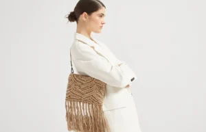 Brunello Cucinelli Handgefertigte OPERA Dazzling Macramé-Tasche aus Strick in Seide und Leinen | Damen Handtaschen & Shopper