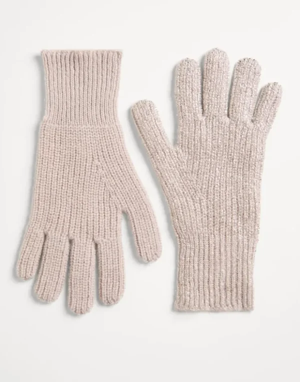 Brunello Cucinelli Handschuhe aus doppeltem Rippenstrick in Sparkling-Kaschmir | Kinder Accessoires