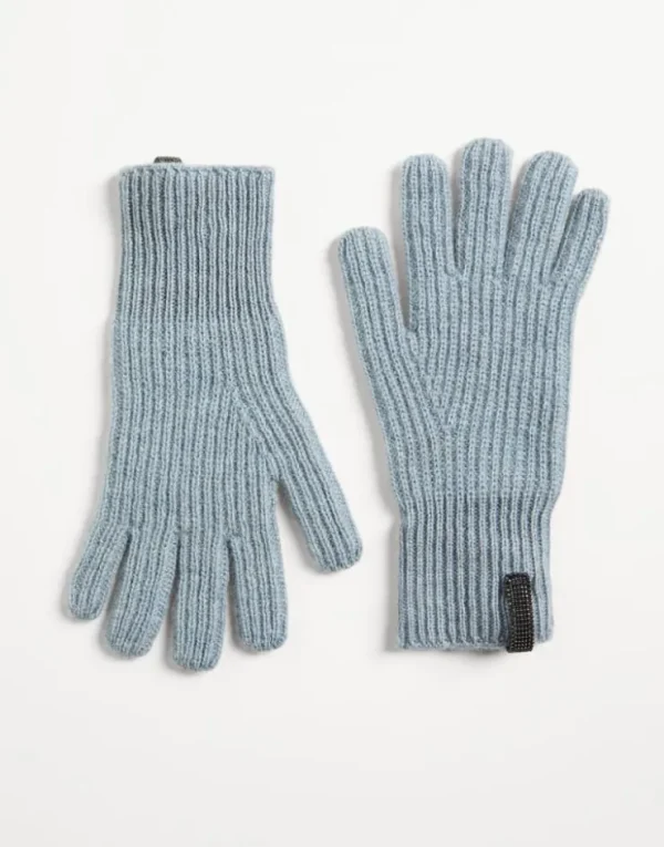 Brunello Cucinelli Handschuhe aus Kaschmir in Rippenstrick mit Monili | Kinder Accessoires