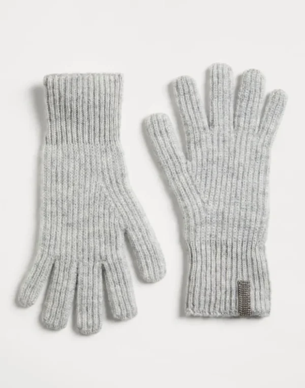 Brunello Cucinelli Handschuhe aus Kaschmir in Rippenstrick mit Monili | Kinder Accessoires