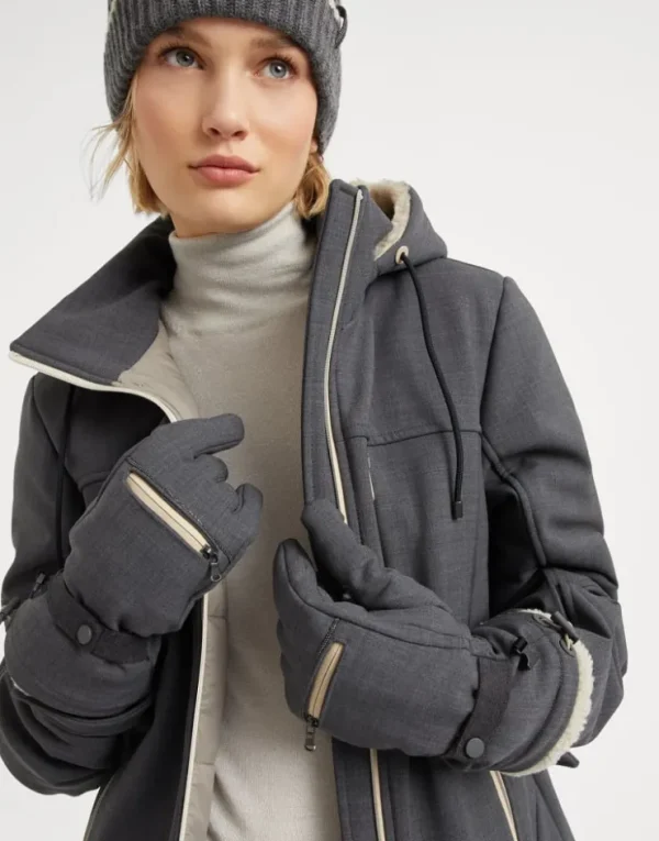 Brunello Cucinelli Handschuhe aus Tropical Luxury-Wolle mit Besatz aus Shearling und Monili | Damen Weitere Accessoires