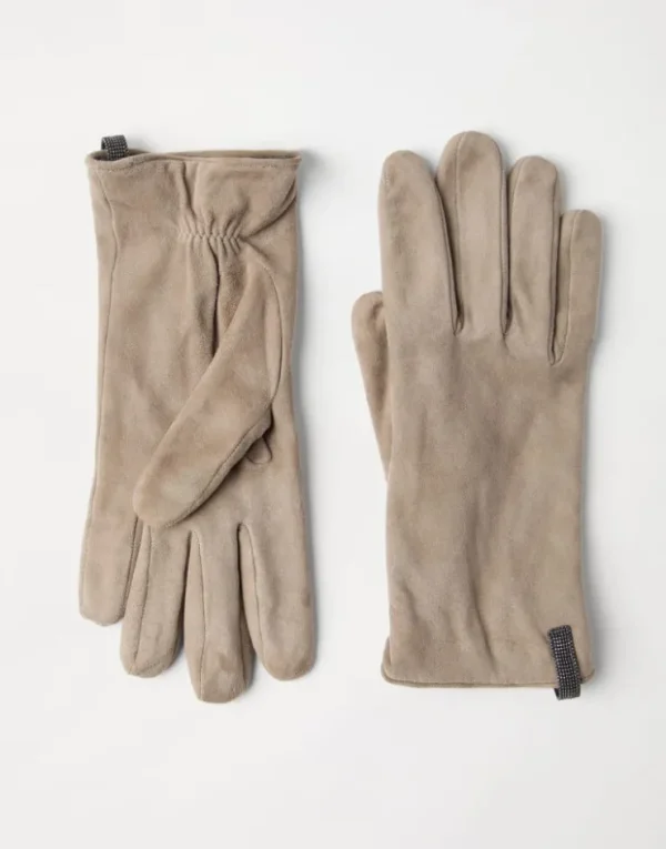 Brunello Cucinelli Handschuhe aus Veloursleder mit Monili | Damen Weitere Accessoires