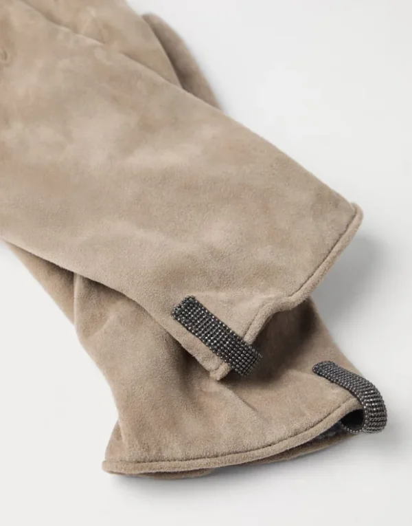 Brunello Cucinelli Handschuhe aus Veloursleder mit Monili | Damen Weitere Accessoires