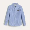 Brunello Cucinelli Hemd aus Baumwollstoff in Streifenmuster mit Button-down-Kragen und Patch | Kinder T-shirts & Hemden