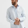 Brunello Cucinelli Hemd in Basic Fit aus Twill mit Haifischkragen | Herren Hemden