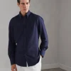 Brunello Cucinelli Hemd in Basic Fit aus Twill in Baumwolle und Kaschmir mit Button-Down-Kragen | Herren Hemden