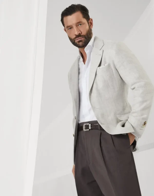 Brunello Cucinelli Hemd in Basic Fit aus Twill mit Haifischkragen | Herren Hemden