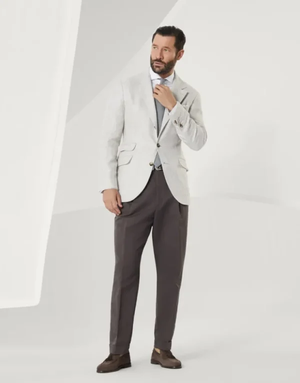 Brunello Cucinelli Hemd in Basic Fit aus Twill mit Haifischkragen | Herren Hemden