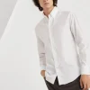 Brunello Cucinelli Hemd in Slim Fit aus Twill mit Button-Down-Kragen | Herren Hemden