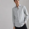 Brunello Cucinelli Hemd in Slim Fit in Fischgrat aus Stretch-Baumwollflanell mit Haifischkragen | Herren Hemden