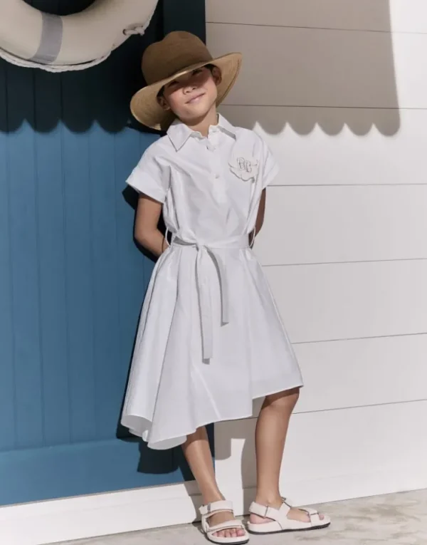 Brunello Cucinelli Hemdblusenkleid aus Techno-Baumwollpopeline mit Patch | Kinder Kleider & Jumpsuits