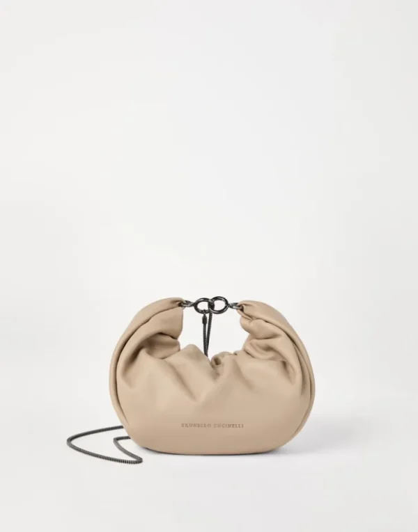 Brunello Cucinelli Hobo Brioche-Tasche aus Soft-Leder mit Precious Chain | Damen Umhängetaschen & Rucksäcke