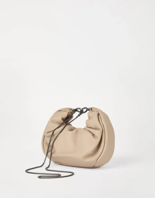 Brunello Cucinelli Hobo Brioche-Tasche aus Soft-Leder mit Precious Chain | Damen Umhängetaschen & Rucksäcke