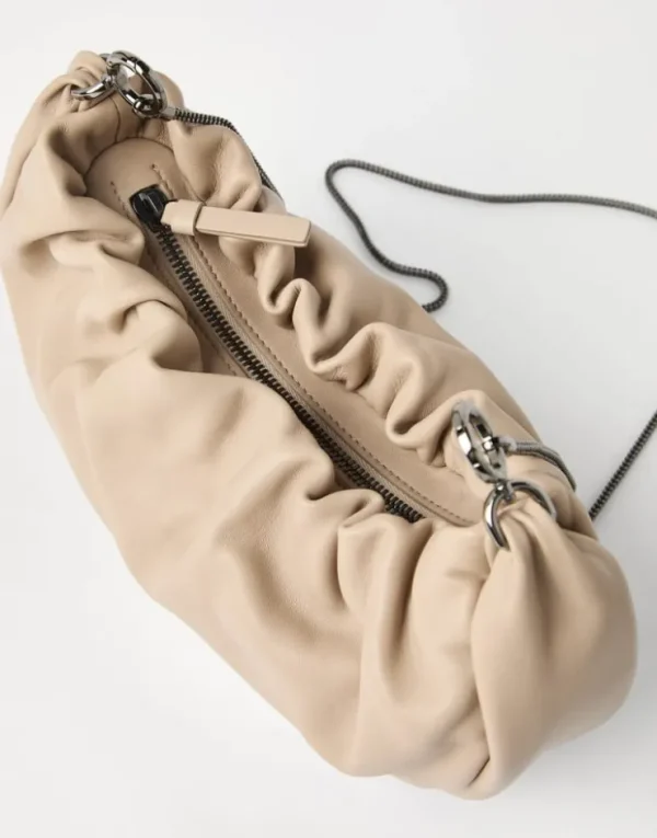 Brunello Cucinelli Hobo Brioche-Tasche aus Soft-Leder mit Precious Chain | Damen Umhängetaschen & Rucksäcke