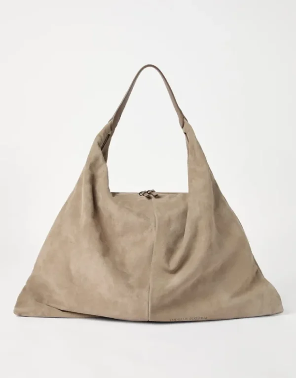 Brunello Cucinelli Hobo Swing-Tasche aus Veloursleder | Damen Handtaschen & Shopper