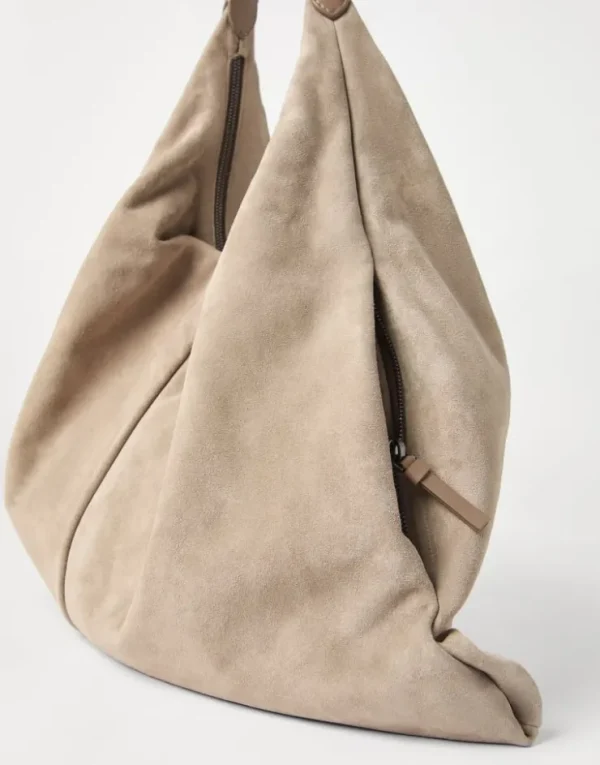 Brunello Cucinelli Hobo Swing-Tasche aus Veloursleder | Damen Handtaschen & Shopper