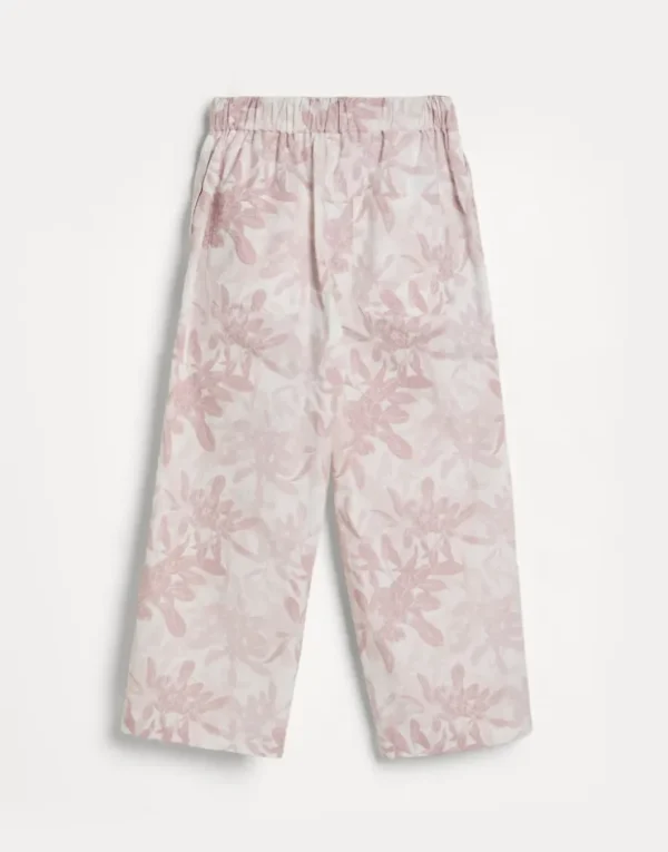 Brunello Cucinelli Hose aus Baumwollpopeline mit Blumenprint | Kinder Hosen & Röcke