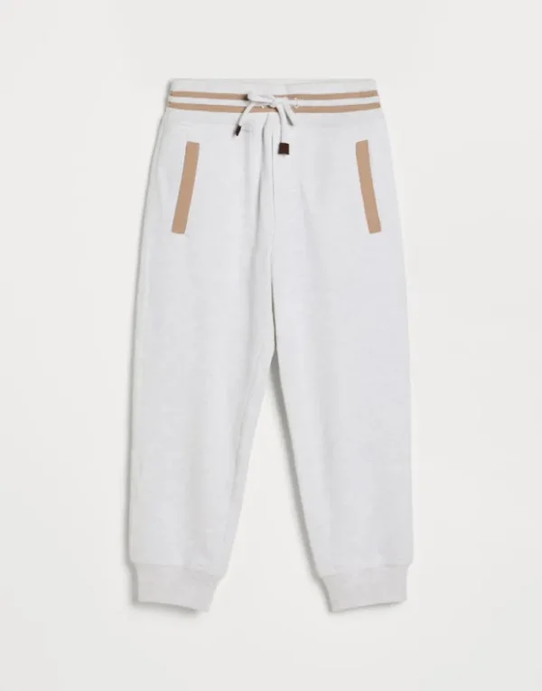 Brunello Cucinelli Hose aus Baumwollsweat mit Kontrastdetails | Kinder Travelwear