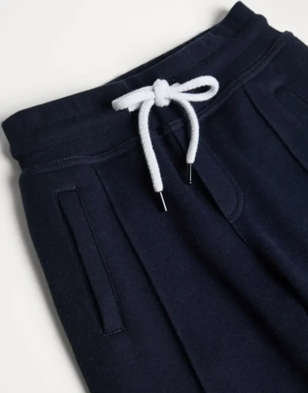 Brunello Cucinelli Hose aus doppeltem Sweatstoff in Baumwolle, Kaschmir und Seide mit Biese und Reißverschluss am Beinabschuss | Kinder Travelwear