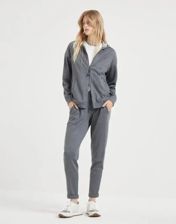 Brunello Cucinelli Hose aus Interlock in Baumwolle und Seide mit Shiny Pocket Detail | Damen Travelwear