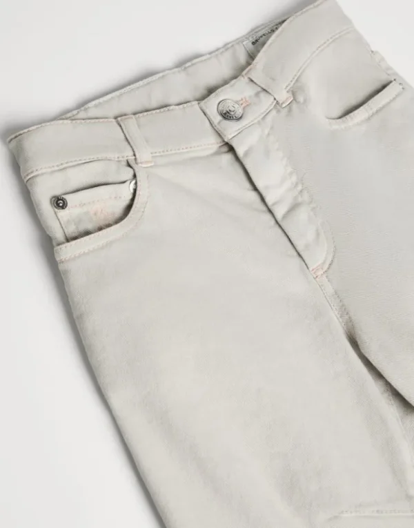 Brunello Cucinelli Hose aus leichtem gefärbtem Comfort-Denim mit Kontrastnähten | Kinder Hosen