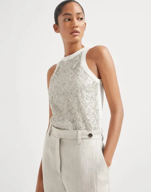 Brunello Cucinelli Hose aus Leinencover mit verstellbarem Saum | Damen Hosen