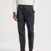 Brunello Cucinelli Hose in Leisure Fit aus Schurwollflanell mit Tunnelzug und doppelten Bundfalten | Herren Hosen