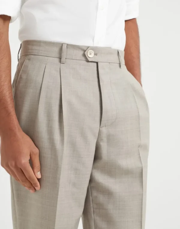 Brunello Cucinelli Hose in Leisure Fit aus Schurwolltuch mit doppelten Bundfalten | Herren Hosen