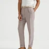 Brunello Cucinelli Hose in Leisure Fit in Prince-of-Wales-Karomuster aus Leinen mit Bundfalten | Herren Hosen