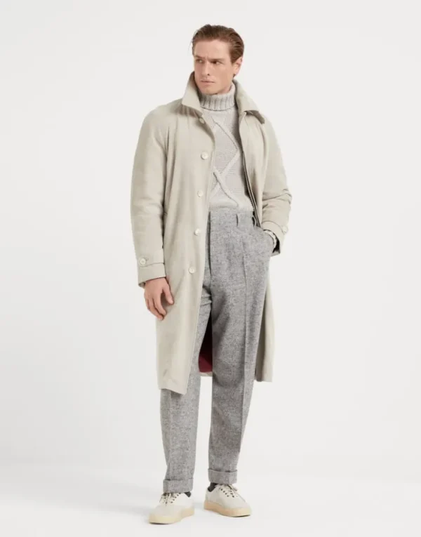 Brunello Cucinelli Hose in Relaxed Fit aus Donegal in Schurwolle und Seide mit doppelten Bundfalten | Herren Hosen