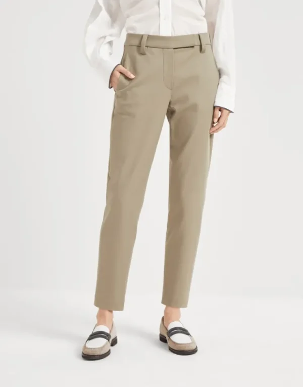 Brunello Cucinelli Hose in Slim Fit aus Baumwollcover mit Stretch | Damen Hosen