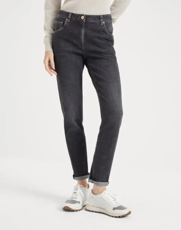 Brunello Cucinelli Hose in Slim Fit aus Denim mit Stretch | Damen Denim