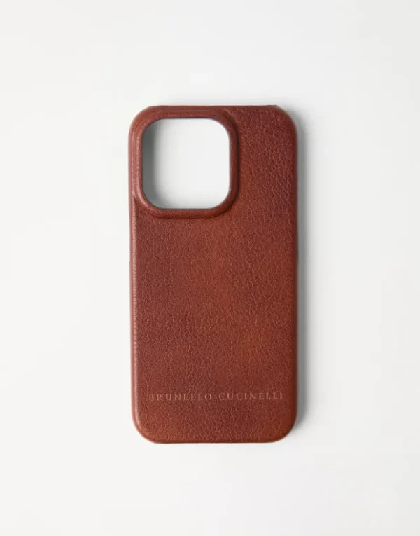 Brunello Cucinelli Hülle für iPhone 15 Pro aus genarbtem Kalbsleder | Life Attitude